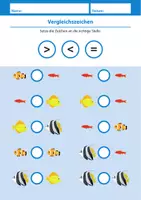 Vorschau - Arbeitsblätter - Vergleichszeichen „größer, kleiner und gleich“ mit Fischen - Seite 2