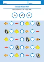 Vorschau - Arbeitsblätter - Vergleichszeichen „größer, kleiner und gleich“ mit Fischen - Seite 3