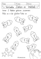 Vorschau - Arbeitsblätter - 💕Verliebte Zahlen im Weltall 🚀 - ZR 10 - Seite 1
