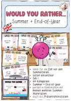 Vorschau - Spiele - Would you rather ...? Summer + End of year Englisch 5-10 - Deckblatt