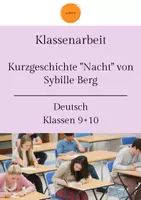 Vorschau - Klassenarbeiten - Klassenarbeit: Kurzgeschichte "Nacht" von Sibylle Berg + Bewertungsbogen & Lösung - Deckblatt
