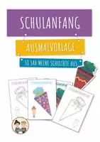 Vorschau - Mal- und Bastelvorlagen - Meine Schultüte / Arbeitsblatt Einschulung – Ausmalvorlage 2 - Deckblatt