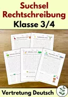 Vorschau - Arbeitsblätter - Vertretung - Suchsel Rechtschreibung | Wortgitter - Deckblatt