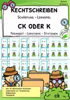 Vorschau - Stationenlernen - Lernspiel "ck oder k" - Wendekarten-Stationen-Freiarbeit-Lerntheke - Deckblatt