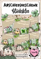 Vorschau - Bildkarten - Abschiedsgeschenk zum Schuljahresende: Glücksklee & Glücksstein - Deckblatt