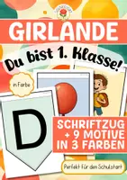 Vorschau - Mal- und Bastelvorlagen - Girlande - Schulstart "Du bist 1. Klasse!" - Deckblatt