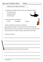 Vorschau - Arbeitsblätter - Quiz zum Orchester-Check - 2 Versionen mit Lösung - Deckblatt