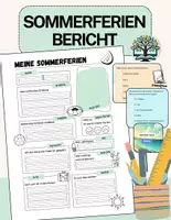 Vorschau - Arbeitsblätter - Ferienbericht, Meine Sommerferien, inkl. interaktive Umfrage, Wortschatztraining und Spiel, SOMMER - Deckblatt