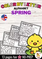 Vorschau - Arbeitsblätter - Color by letter code - Alphabet (Spring) | Seasons Letter Recognition - Deckblatt