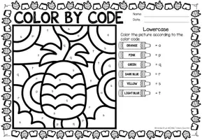Voorbeeld - Color by letter code - Alphabet (Summer) | Seasons Letter Recognition Zomer Engels - Pagina 3