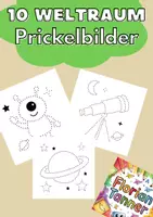 Vorschau - Mal- und Bastelvorlagen - Weltraum Prickelbilder (10 Motive) - Deckblatt