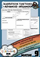 Vorschau - Poster - QUADRATISCHE FUNKTIONEN - Advanced Organizer & Merkplakat (Klasse 9) - Deckblatt