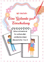 Vorschau - Arbeitsblätter - Bastelvorlage Einschulungsgirlande – Kreative Deko zum Schulstart (Klasse 1) - Deckblatt