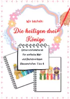 Vorschau - Arbeitsblätter - Bastel- & Malvorlage „Heilige Drei Könige“ – Kreatives Krippenfiguren-Projekt für Klasse 1–4 - Deckblatt