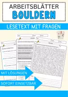 Vorschau - Arbeitsblätter - Bouldern Arbeitsblätter mit Fragen + Lösungen Sport Lesetext - Seite 1