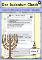 Vorschau - Arbeitsblätter - Der Judentum-Check: Quiz mit Lösung zur Checker-Reportage - Deckblatt