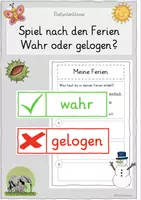 Vorschau - Spiele - Spiel nach den Ferien - Wahr oder gelogen? (Erzählen nach den Ferien) - Deckblatt