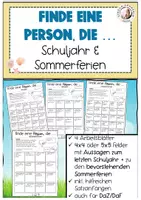 Vorschau - Arbeitsblätter - Finde eine Person, die ... Sommerferien Schuljahr Grundschule Sek I DaZ - Deckblatt