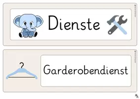 Vorschau - Bildkarten - Klassendienste Elefantenklasse - Seite 1