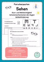 Vorschau - Arbeitsblätter - Forscherposten Sehen: Kurz- und Weitsichtigkeit, Sehbehinderung, Schutzmechanismen der Augen - Deckblatt