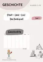 Vorschau - Arbeitsblätter - Spiel: Stadt-Land-Los Geschichte Sek 1 - Deckblatt