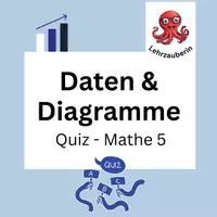 Vorschau - Arbeitsblätter - Daten und Diagramme | Quiz Mathe 5 - Deckblatt