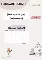 Vorschau - Arbeitsblätter - Spiel: Stadt-Land-Los Hauswirtschaft Sek1 - Deckblatt