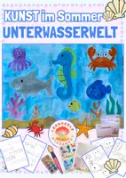 Vorschau - Mal- und Bastelvorlagen - Kunst im Sommer: Unterwasserwelt - Deckblatt