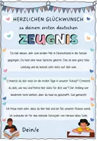 Vorschau - Poster - Urkunde "Dein erstes deutsches Zeugnis" für DaZ-Schüler als Zeugnisbeigabe - Seite 1