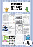 Vorschau - Arbeitsblätter - Rätselheft Monster 16 Rätsel Klasse 3-4 Deutsch Mathe Konzentration - Deckblatt