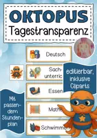 Vorschau - Bildkarten - Oktopusklasse Tagestransparenz und Stundenplan - Deckblatt