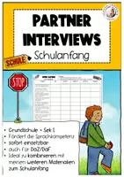 Vorschau - Arbeitsblätter - Schulanfang Partner Interviews Deutsch Grundschule Sek I DaZ - Deckblatt