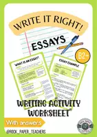 Vista previa - Hojas de trabajo - Writing: The Essay - Worksheet B2+ - Portada