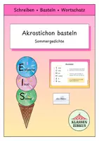 Vorschau - Unterrichtsreihen - Akrostichon - Eiswaffel basteln - Sommer Gedichte - Deckblatt