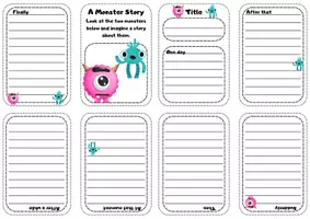 Vista previa - Hojas de trabajo - Minibook - Monster story - página 1