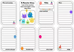 Vista previa - Hojas de trabajo - Minibook - Monster story - página 3