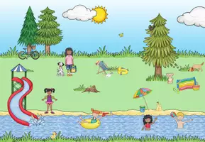 Vorschau - Bildkarten - Wimmelbild - am See - Seite 1