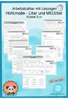 Vorschau - Arbeitsblätter - Arbeitsblätter zum Thema Hohlmaße - Liter - Milliliter Klasse 3/4 - Deckblatt