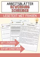 Vorschau - Arbeitsblätter - Bewerbung schreiben Arbeitsblätter mit Fragen + Lösungen Wirtschaft Lesetext - Deckblatt
