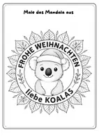 Vorschau - Mal- und Bastelvorlagen - weihnachtliches Koala Ausmalbild - Seite 1