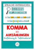 Vorschau - Poster - Komma bei Aufzählung. Tafelmaterial und Einführung - Deckblatt