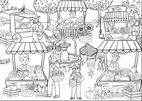 Vorschau - Stundenentwürfe - Herbst Wimmelbild, Suchbild zur Alltagssituationen auf dem Wochenmarkt-Sprachförderung und Bildbeschreibung - Seite 2