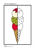 Vorschau - Mal- und Bastelvorlagen - Symmetrie im Sommer - Eiscreme - Spiegelbilder Ausmalen - Seite 1