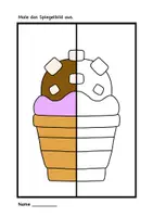 Vorschau - Mal- und Bastelvorlagen - Symmetrie im Sommer - Eiscreme - Spiegelbilder Ausmalen - Seite 3