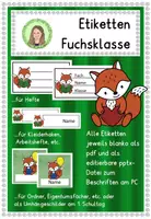 Vorschau - Anderer Materialtyp - Etiketten Klassentier Fuchs (editierbar) - Fuchsklasse - Deckblatt