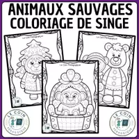Aperçu - Affichage - Animaux sauvages : Coloriage De Singe - Page de couverture
