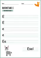 Vorschau - Arbeitsblätter - Buchstabe E - Schreiben lernen - Alphabet - Deckblatt