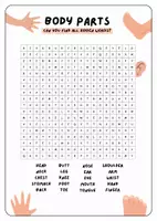 Vorschau - Arbeitsblätter - BODY PARTS - Word Search (4 Versionen) + QUiZ - Seite 1