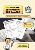 Vorschau - Stundenentwürfe - DEUTSCH: Gruppenarbeit - Analyse einer Ballade (PDF/Word) - Deckblatt