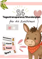 Vorschau - Bildkarten - Tagestransparenz Esel Eselklasse Klassenraum Stundenplan - Deckblatt